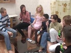 Russian teens play spin the bottle